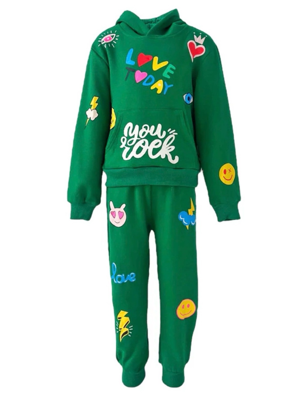 Lola + the Boys "You Rock" doodle hoodie and joggers set Like New